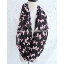 Fashion printed polyester voile infinity lady scarf